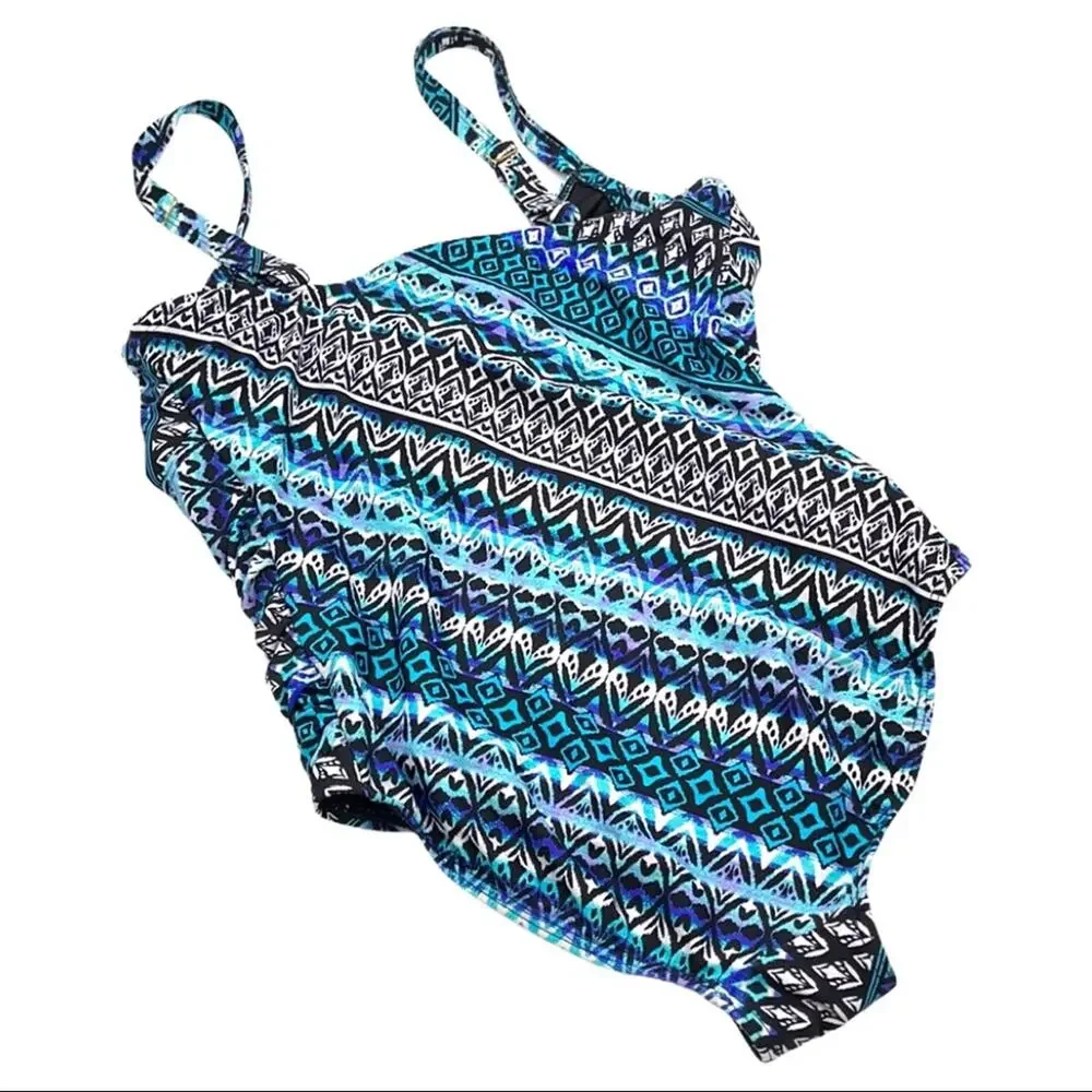 SWIMSUITS FOR ALL blue one piece women size 8DD/F